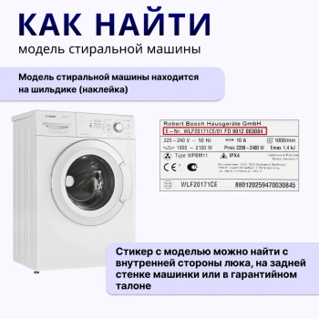 Тэн стиральной машины Bosch 1950W 240мм (с отверстием) Thermowatt — инструкция 